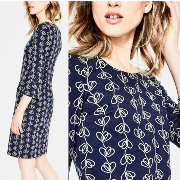 Boden Climbing Vine Dress In Navy Blue Sheath Women's Size 4 - Picture 1 of 9